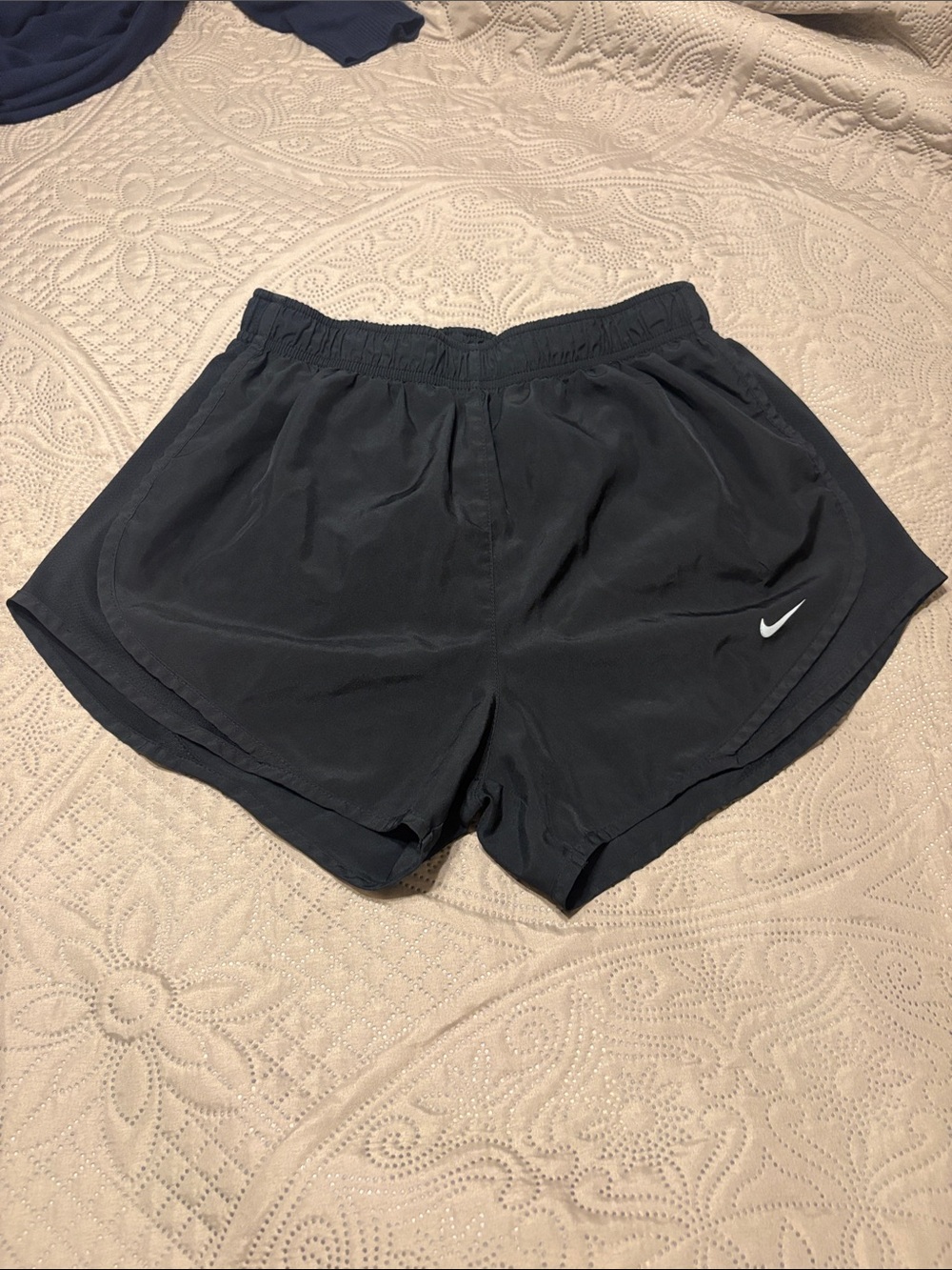 Nike Women's Charcoal Athletic Shorts with White Swoosh